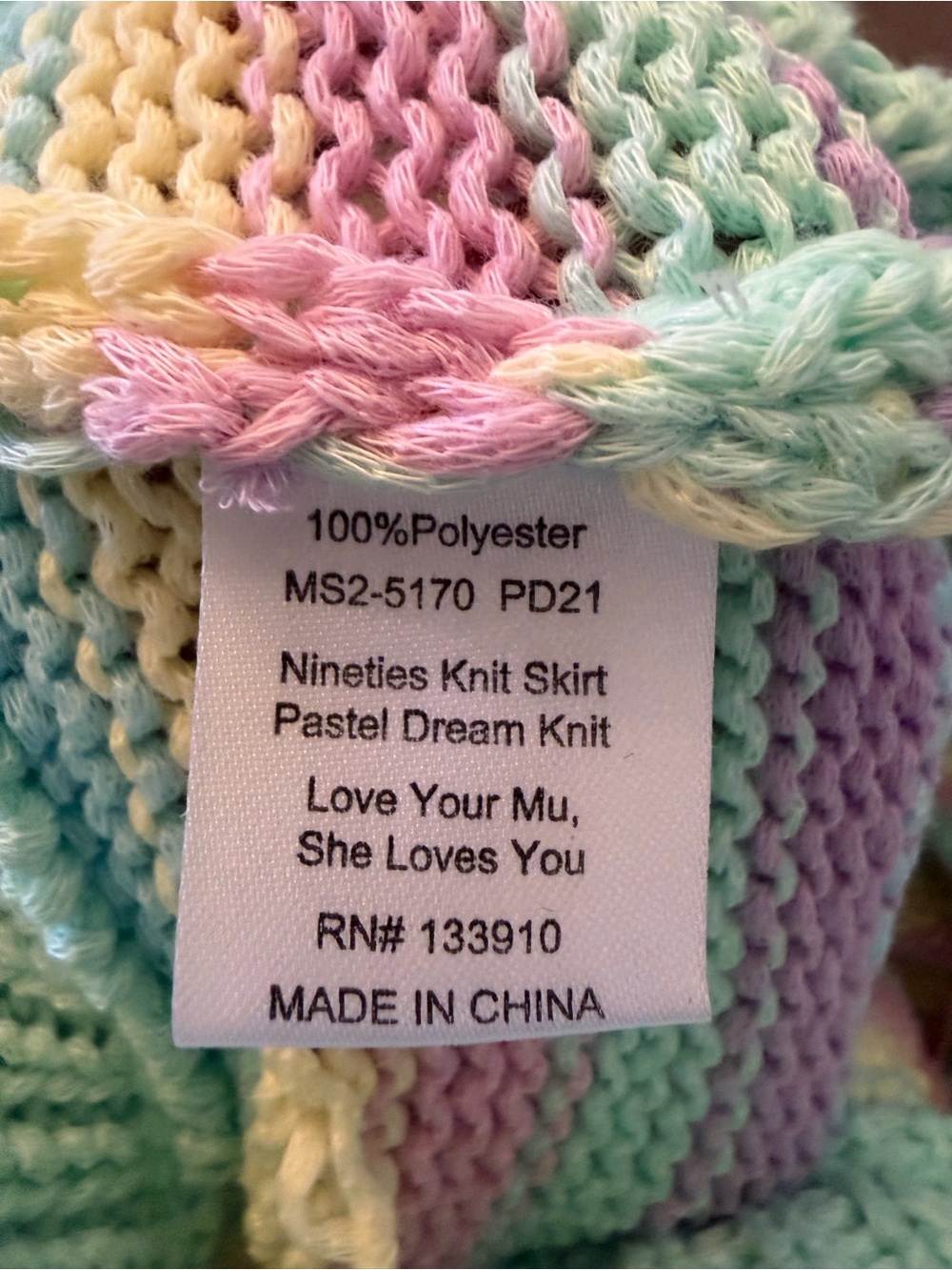 Show Me Your MuMu Pastel Dream Rainbow Stripe Knit Skirt - Picture 4 of 4
